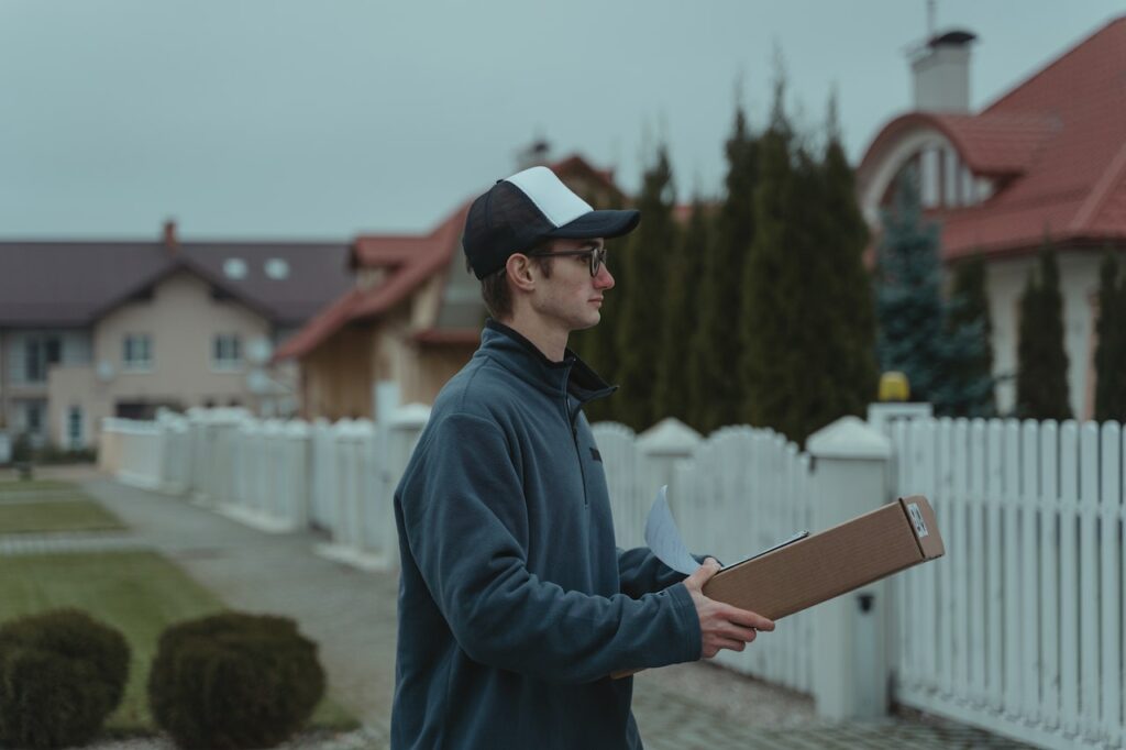 delivery man carrying package